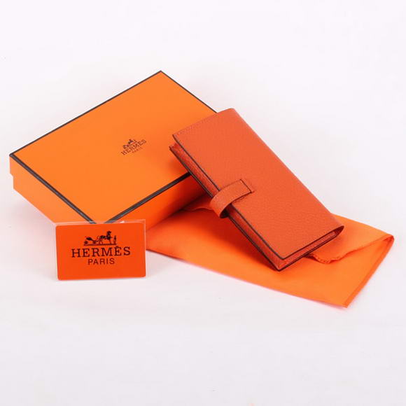 Cheap Fake Hermes Bearn Japonaise Bi-Fold A208 Orange - Click Image to Close